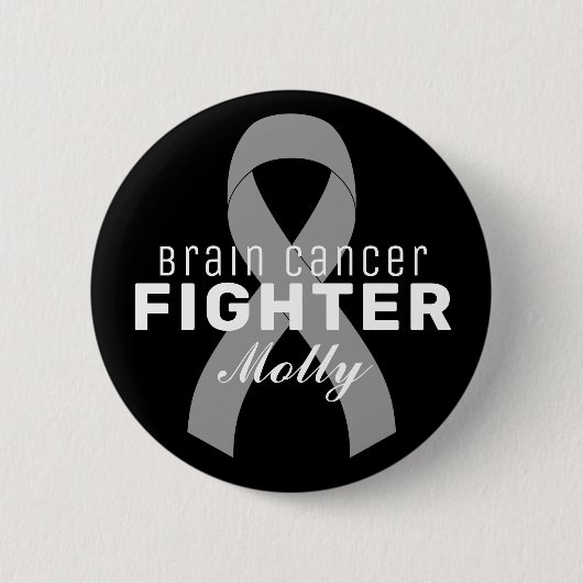 Brain Cancer Ribbon Black Button (Vorderseite)