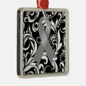 Brain Cancer Ribbon Deko Noir Ornament Aus Metall (Rechts)