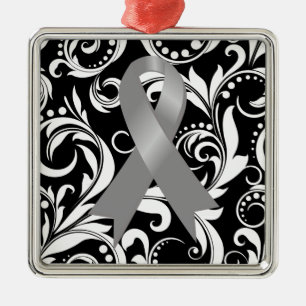 Brain Cancer Ribbon Deko Noir Ornament Aus Metall