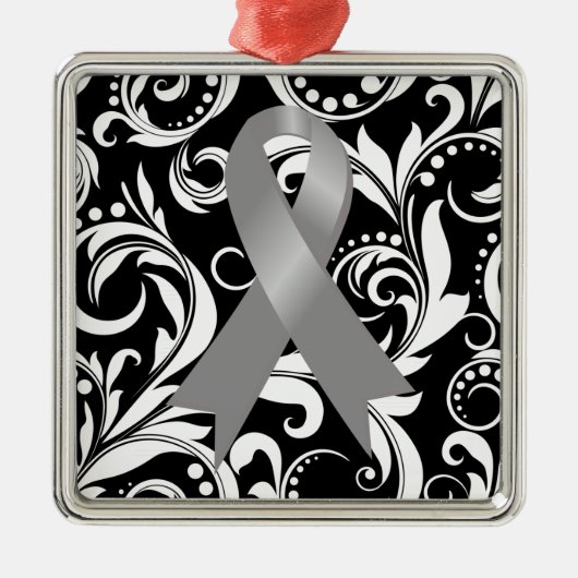 Brain Cancer Ribbon Deko Noir Ornament Aus Metall (Vorne)