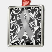 Brain Cancer Ribbon Deko Noir Ornament Aus Metall (Links)