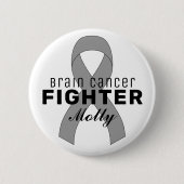 Brain Cancer Ribbon White Button (Vorderseite)