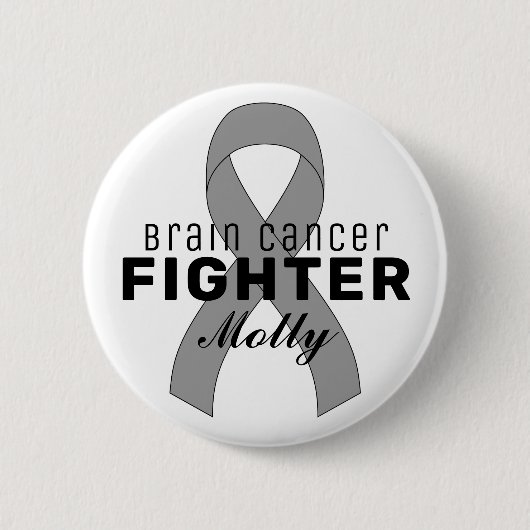 Brain Cancer Ribbon White Button (Vorderseite)