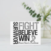 Brain Cancer Survivor Fight Glaube Win Motto Postkarte (Stehend Vorderseite)