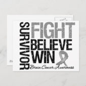 Brain Cancer Survivor Fight Glaube Win Motto Postkarte (Vorne/Hinten)