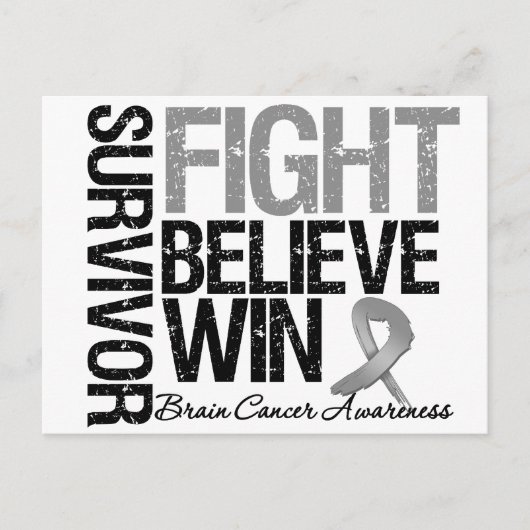 Brain Cancer Survivor Fight Glaube Win Motto Postkarte (Vorderseite)