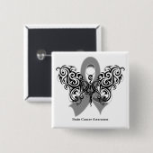 Brain Cancer Tribal Butterfly Ribbon Button (Vorne & Hinten)