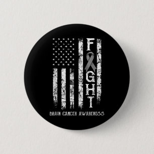 Brain Cancer Warrior Us Flag Button