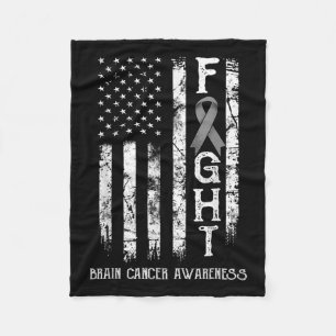 Brain Cancer Warrior Us Flag Fleecedecke
