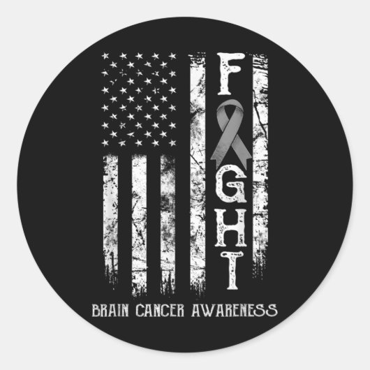Brain Cancer Warrior Us Flag Runder Aufkleber (Vorderseite)
