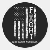 Brain Cancer Warrior Us Flag Runder Aufkleber (Vorderseite)