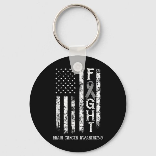 Brain Cancer Warrior Us Flag Schlüsselanhänger (Vorderseite)