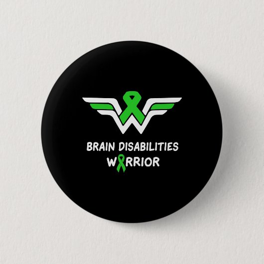 Brain Disabilities Awareness Warrior Green Ribbon Button (Vorderseite)