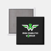 Brain Disabilities Awareness Warrior Green Ribbon Magnet (Vorderseite/Rückseite)