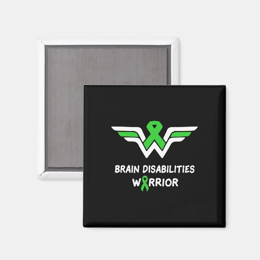 Brain Disabilities Awareness Warrior Green Ribbon Magnet (Vorderseite/Rückseite)