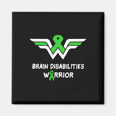 Brain Disabilities Awareness Warrior Green Ribbon Magnet (Vorne)