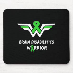 Brain Disabilities Awareness Warrior Green Ribbon Mousepad