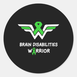 Brain Disabilities Awareness Warrior Green Ribbon Runder Aufkleber