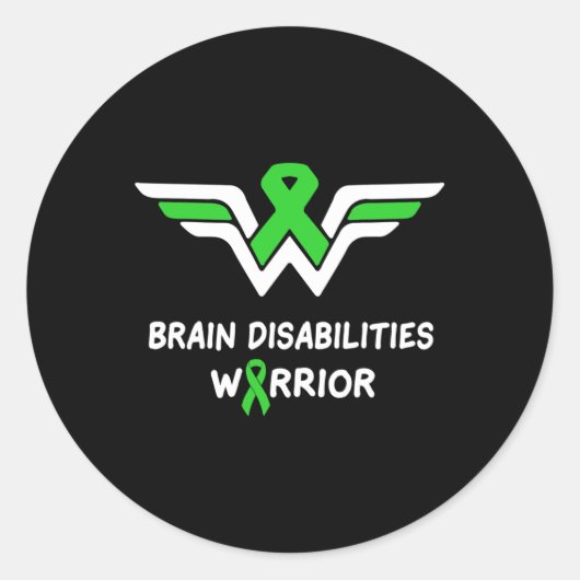 Brain Disabilities Awareness Warrior Green Ribbon Runder Aufkleber (Vorderseite)