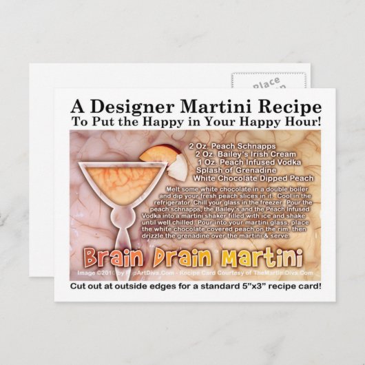 Brain Drain Halloween Martini Rezept Postkarte (Vorne/Hinten)