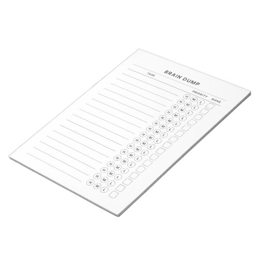 Brain Dump - Erledigen Sie den Prioritätenplaner n Notizblock (angewinkelt)