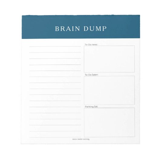 Brain Dump Notepad Notizblock (Vorderseite)