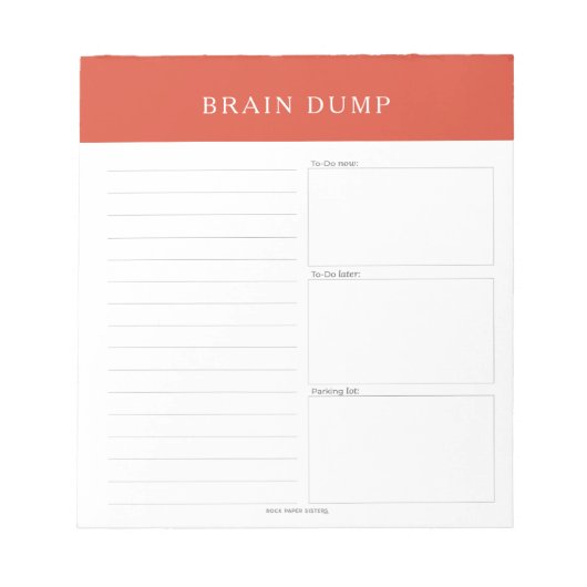 Brain Dump Notepad Notizblock (Vorderseite)