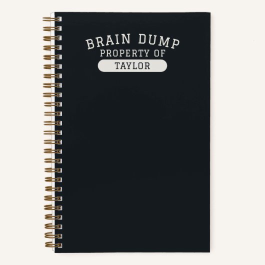 Brain Dump Personalized Name Modern Stylish Black Notizblock (Vorderseite)