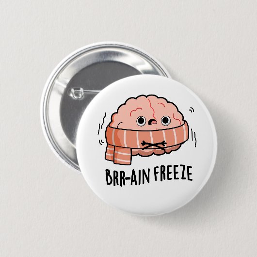 Brain Freeze Funny Biology Anatomie Pun Button (Vorne & Hinten)