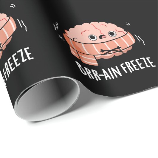 Brain Freeze Funny Biology Anatomie Pun Dark BG Geschenkpapier (Rolleneckpunkt)