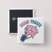 Brain Freeze Funny Cartoon Button (Vorne & Hinten)