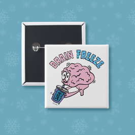 Brain Freeze Funny Cartoon Button