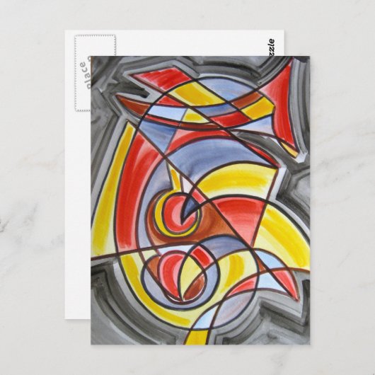 Brain Freeze-Modern Art farbenfroh handbemalt Postkarte (Vorne/Hinten)