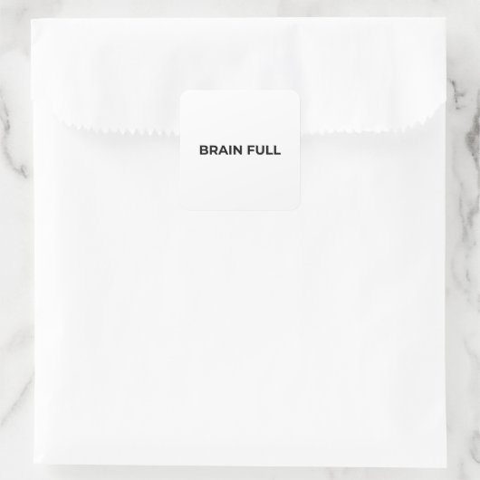 Brain Full Minimalist Bold Typographic Sticker (Tasche)