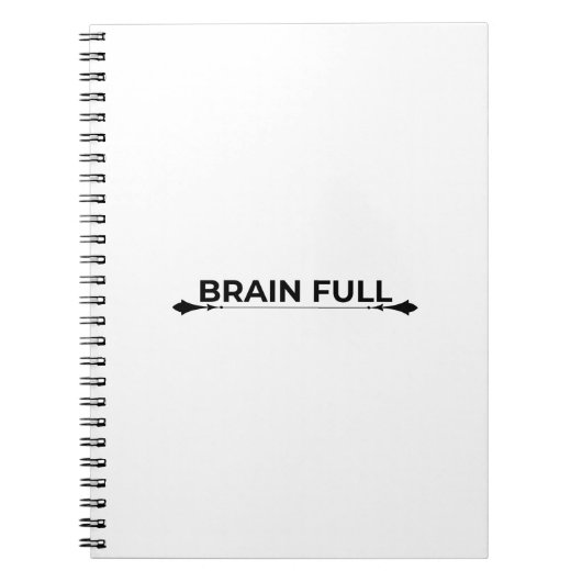 Brain Full Minimalist Typographic Spiral Notebook Notizblock (Vorderseite)