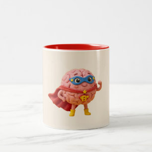 Brain Hero Süßes Superhelden-Maskottchen-Tasse Zweifarbige Tasse