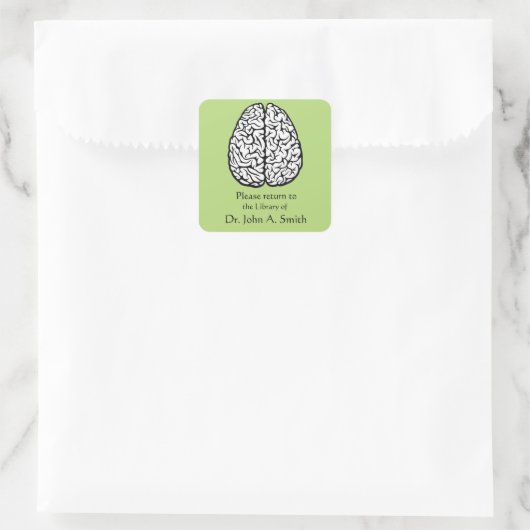 Brain Library Quadratischer Aufkleber (Tasche)