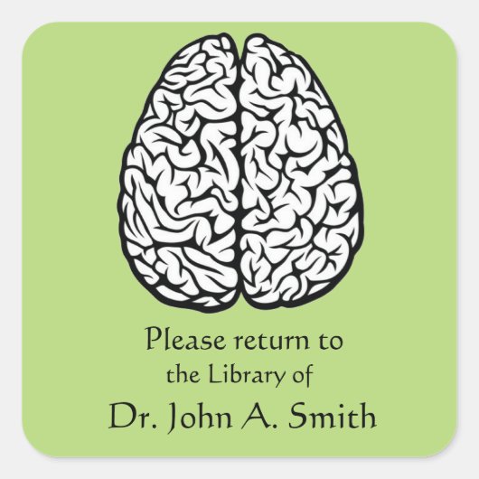 Brain Library Quadratischer Aufkleber (Vorderseite)