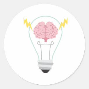 Brain Light Bulb Runder Aufkleber