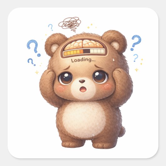 Brain Loading Cute Bear Sticker (Vorderseite)