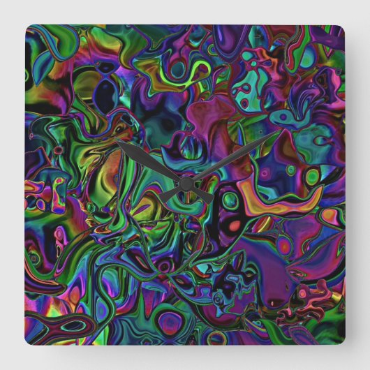 Brain Melt Large Clock Quadratische Wanduhr (Vorderseite)