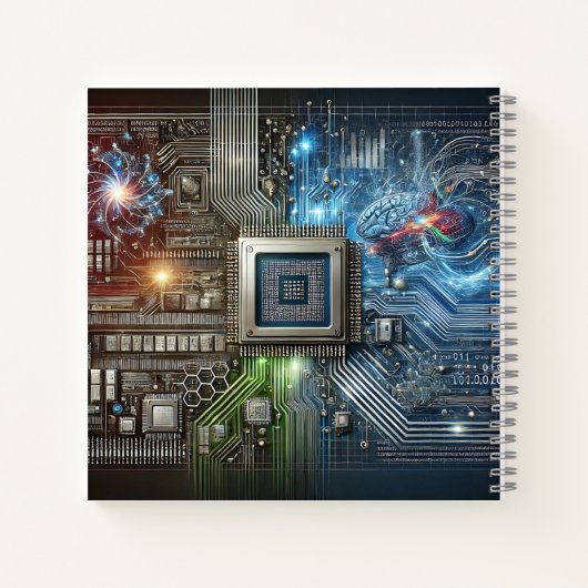 Brain, Microchip & Neural Network Design Notizblock (Rückseite)