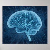 Brain Network Illustration - Neuronales Netzwerk Poster (Vorne)