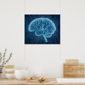 Brain Network Illustration - Neuronales Netzwerk Poster (Küche)