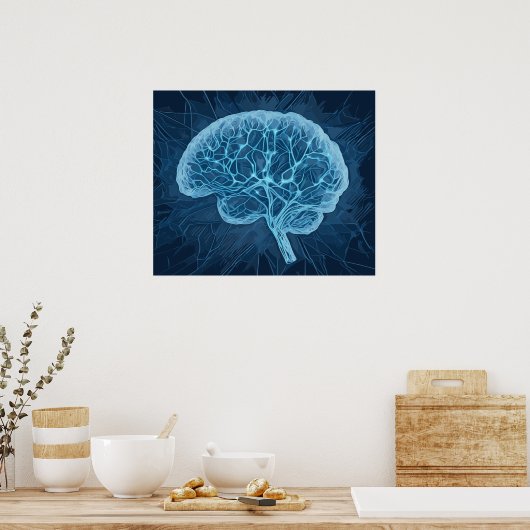 Brain Network Illustration - Neuronales Netzwerk Poster (Küche)