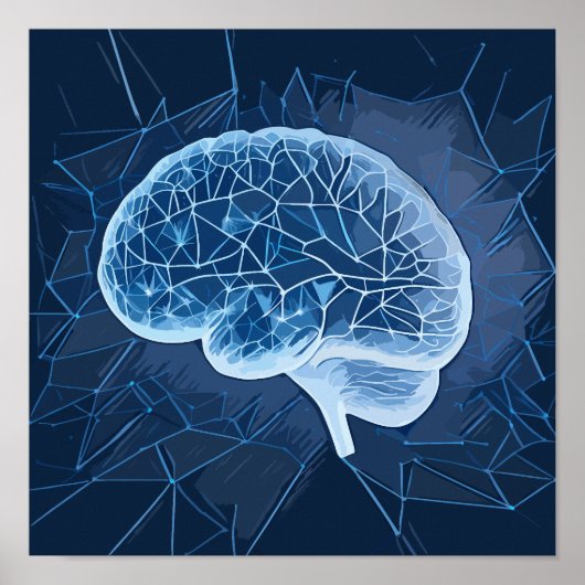 Brain Network Illustration - Neuronales Netzwerk Poster (Vorne)