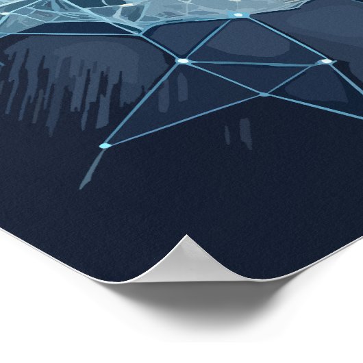 Brain Network Illustration - Neuronales Netzwerk Poster (Ecke)