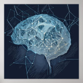 Brain Network Illustration - Neuronales Netzwerk Poster (Vorne)