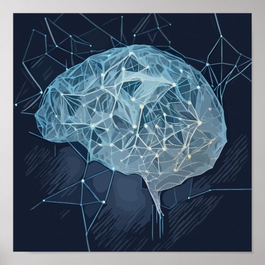Brain Network Illustration - Neuronales Netzwerk Poster (Vorne)