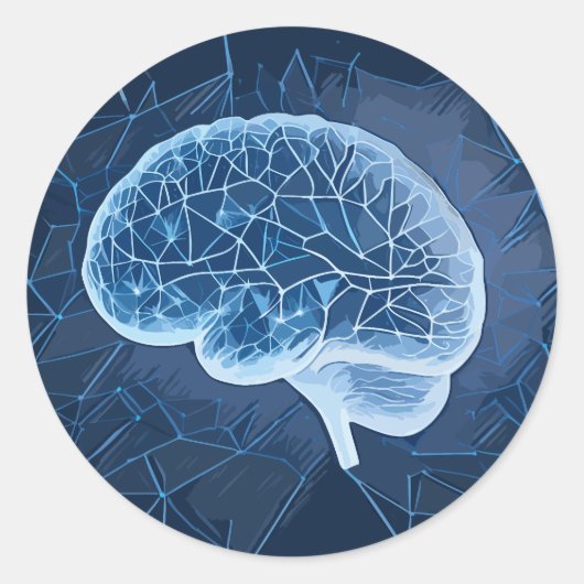 Brain Network Illustration - Neuronales Netzwerk Runder Aufkleber (Vorderseite)